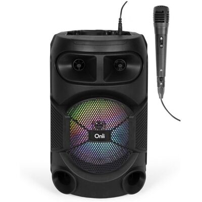 Enceinte Bluetooth portable - LIVOO - Party Karaoke - Bluetooth 5.0 - LED RGB - Micro filaire inclus Noir - Publicité Enceinte Bluetooth portable - LIVOO - Party Karaoke - Bluetooth 5.0 - LED RGB - Micro filaire inclus Noir - Publicité