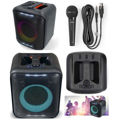 Enceinte Bluetooth SONO - KARAOKE - 150W - Effets LED - Autonomie 5h - TWS sans fil Noir - Publicité Enceinte Bluetooth SONO - KARAOKE - 150W - Effets LED - Autonomie 5h - TWS sans fil Noir - Publicité