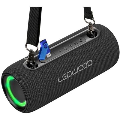Enceinte Hifi Autonome 200W Ledwood XS200 Effet LED BuetoothFM IPX5 Assistant Vocal 20W RMS 2000mAh+Clé 32G Noir - Publicité Enceinte Hifi Autonome 200W Ledwood XS200 Effet LED BuetoothFM IPX5 Assistant Vocal 20W RMS 2000mAh+Clé 32G Noir - Publicité