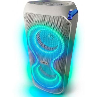 Enceinte Bluetooth Karaoké - INOVALLEY - KA-08 - 400W - LED RGB - Batterie 2400 mAh Blanc - Publicité Enceinte Bluetooth Karaoké - INOVALLEY - KA-08 - 400W - LED RGB - Batterie 2400 mAh Blanc - Publicité