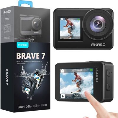Caméra d'action AKASO Brave 7 4K - Étanche, Écran tactile, 30fps, WiFi, 512GB - Publicité Caméra d'action AKASO Brave 7 4K - Étanche, Écran tactile, 30fps, WiFi, 512GB - Publicité