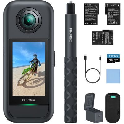 AKASO 360 Caméra Sport 360° 5.7K avec Carte Mémoire 512Go 48/72MP Photo SuperSmooth écran tactile Effet selfie stick invisible Noir Noir - Publicité AKASO 360 Caméra Sport 360° 5.7K avec Carte Mémoire 512Go 48/72MP Photo SuperSmooth écran tactile Effet selfie stick invisible Noir Noir - Publicité