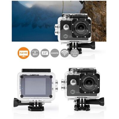 Nedis Caméra sport Type GOPRO 1080P Wifi 20MPixel + Support Étanche 30m Noir - Publicité Nedis Caméra sport Type GOPRO 1080P Wifi 20MPixel + Support Étanche 30m Noir - Publicité