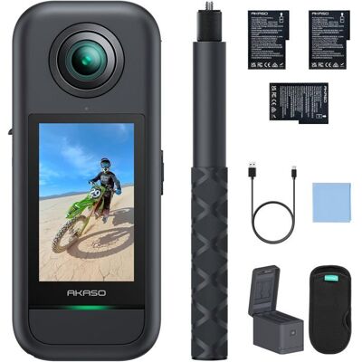 AKASO Caméra Sport 360° 5.7K 48/72MP Photo SuperSmooth écran tactile 2.29 Effet selfie stick invisible Stabilisation Noir Noir - Publicité AKASO Caméra Sport 360° 5.7K 48/72MP Photo SuperSmooth écran tactile 2.29 Effet selfie stick invisible Stabilisation Noir Noir - Publicité