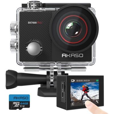 Caméra d'Action AKASO 4K Ek7000 Pro - Extreme 64GB Mémoire - Publicité Caméra d'Action AKASO 4K Ek7000 Pro - Extreme 64GB Mémoire - Publicité