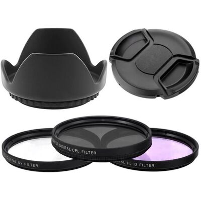 XIT Kit 62 mm - 3 Filtres UV CPL FLD + Pare soleil et Lens Cap - Publicité XIT Kit 62 mm - 3 Filtres UV CPL FLD + Pare soleil et Lens Cap - Publicité