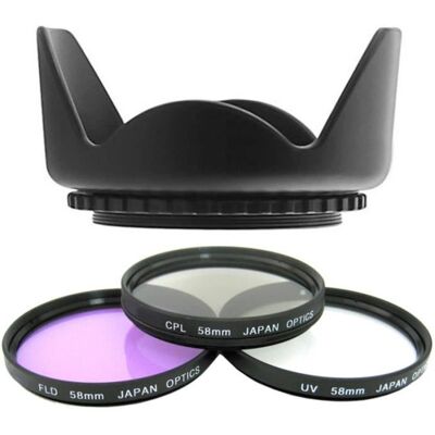 XIT Kit Accesoires 58mm Pare Soleil + Filtres UV CPL FLD Pour DSLR EOS REBEL T3i T2i T4i T5i 550D 600D 700D 650D OBJECTIF 18-55 70-300 Noir - Publicité XIT Kit Accesoires 58mm Pare Soleil + Filtres UV CPL FLD Pour DSLR EOS REBEL T3i T2i T4i T5i 550D 600D 700D 650D OBJECTIF 18-55 70-300 Noir - Publicité