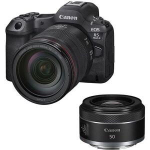 Hybride Canon appareil photo hybride eos r5 mark II + objectif rf 24-105mm f/4 l is usm + rf 50mm f/1.8 stm Noir - Publicité Hybride Canon appareil photo hybride eos r5 mark II + objectif rf 24-105mm f/4 l is usm + rf 50mm f/1.8 stm Noir - Publicité