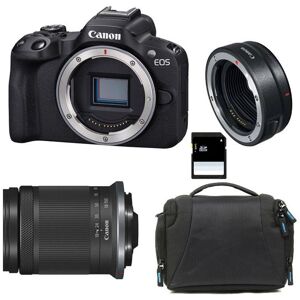 Hybride Canon appareil photo hybride eos r50 + rf-s 18-150mm f3.5-6.3 is stm + sac + carte sd 8 go + bague ef-eos r Noir - Publicité Hybride Canon appareil photo hybride eos r50 + rf-s 18-150mm f3.5-6.3 is stm + sac + carte sd 8 go + bague ef-eos r Noir - Publicité