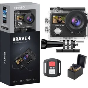 AKASO Brave 4 Caméra action 4K 30fps 20MP étanche 40m double écran 0.96/2 EIS WiFi télécommande micro ext Zoom 5X kit accessoires Noir - Publicité AKASO Brave 4 Caméra action 4K 30fps 20MP étanche 40m double écran 0.96/2 EIS WiFi télécommande micro ext Zoom 5X kit accessoires Noir - Publicité