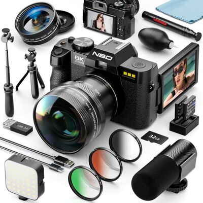 NBD Appareil Photo Numérique 8K 64MP avec Autofocus Écran Orientable 180° Zoom 16X WiFi Noir - Publicité NBD Appareil Photo Numérique 8K 64MP avec Autofocus Écran Orientable 180° Zoom 16X WiFi Noir - Publicité