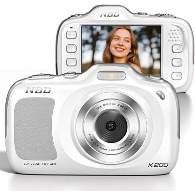 NBD Appareil photo numérique 4K 64 MP pour la photographie avec autofocus zoom 16x design compact inclut une carte SD 32 GoBlanc Blanc - Publicité NBD Appareil photo numérique 4K 64 MP pour la photographie avec autofocus zoom 16x design compact inclut une carte SD 32 GoBlanc Blanc - Publicité