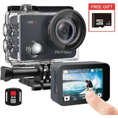 Caméra Sport AKASO V50X Étanche 4K - 20MP, 32GB, Noir - Publicité Caméra Sport AKASO V50X Étanche 4K - 20MP, 32GB, Noir - Publicité