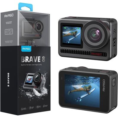AKASO Brave 8 Caméra daction 4K 60fps 48MP double écran tactile 1.22/2 EIS SuperSmooth IPX8 10m télécommande zoom micro externe Noir - Publicité AKASO Brave 8 Caméra daction 4K 60fps 48MP double écran tactile 1.22/2 EIS SuperSmooth IPX8 10m télécommande zoom micro externe Noir - Publicité