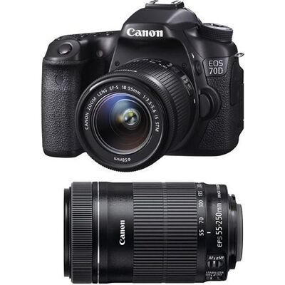 Appareil photo reflex numérique - CANON - EOS 70D - 202 MP - Vidéo Full HD - Wi-Fi intégré Noir - Publicité Appareil photo reflex numérique - CANON - EOS 70D - 202 MP - Vidéo Full HD - Wi-Fi intégré Noir - Publicité