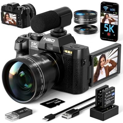 NBD Appareil Photo Numérique 5K 64 MP pour la Photographie et Le Vlogging avec WiFi et Contrôle par Application - Publicité NBD Appareil Photo Numérique 5K 64 MP pour la Photographie et Le Vlogging avec WiFi et Contrôle par Application - Publicité