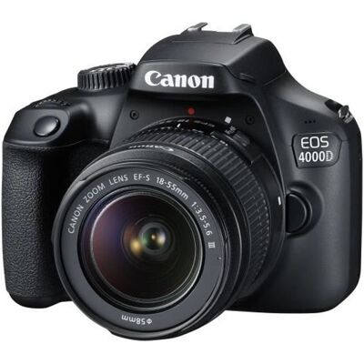 Canon EOS 4000D Appareil photo numérique Reflex 18.0 MP APS-C 1080p - 30 pi-s 3x zoom optique objectif EF-S 18-55 mm DC III… Noir - Publicité Canon EOS 4000D Appareil photo numérique Reflex 18.0 MP APS-C 1080p - 30 pi-s 3x zoom optique objectif EF-S 18-55 mm DC III… Noir - Publicité