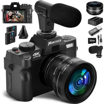 NBD Appareil Photo numérique 4K Caméra vidéo 48MP Zoom numérique 4K Appareil Photo Compact 16x et caméra de vlogging Noir - Publicité NBD Appareil Photo numérique 4K Caméra vidéo 48MP Zoom numérique 4K Appareil Photo Compact 16x et caméra de vlogging Noir - Publicité