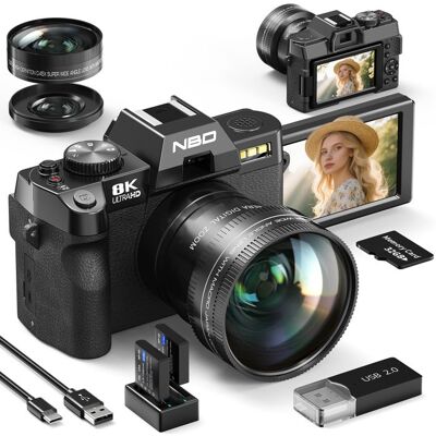 NBD Appareil Photo numérique 8K 64MP avec autofocus Zoom numérique 16x F1.8 Écran IPS 3 180° Noir - Publicité NBD Appareil Photo numérique 8K 64MP avec autofocus Zoom numérique 16x F1.8 Écran IPS 3 180° Noir - Publicité