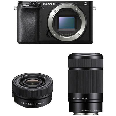 Appareil photo hybride - Sony - Alpha A6100 - Noir - Objectif 16-50 mm - Objectif 55-210 mm Noir - Publicité Appareil photo hybride - Sony - Alpha A6100 - Noir - Objectif 16-50 mm - Objectif 55-210 mm Noir - Publicité