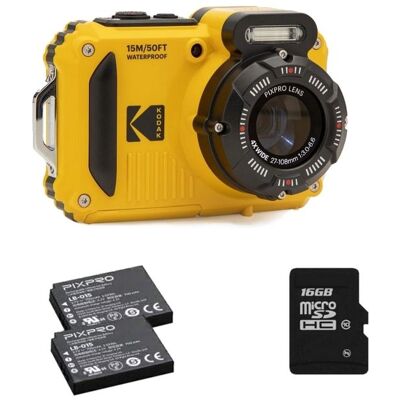 KODAK Pixpro Pack WPZ2 + 2 Batteries + 1 carte SD - Compact 16MP étanche à 15m Anti-Choc Video 720p Ecran LCD - Jaune Jaune - Publicité KODAK Pixpro Pack WPZ2 + 2 Batteries + 1 carte SD - Compact 16MP étanche à 15m Anti-Choc Video 720p Ecran LCD - Jaune Jaune - Publicité