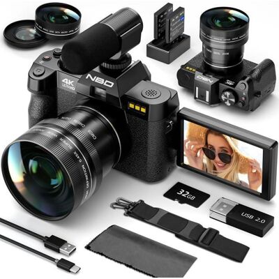 Appareil photo numérique NBD - Caméra vidéo 4K - Zoom numérique 16x - Noir Noir - Publicité Appareil photo numérique NBD - Caméra vidéo 4K - Zoom numérique 16x - Noir Noir - Publicité