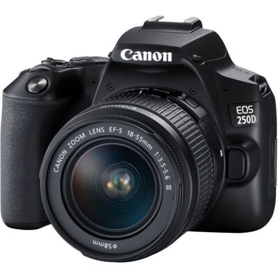 Appareil photo Reflex CANON 250D + Objectif 18-55 IS STM - Noir - 24.1 mégapixels - 4K - Bluetooth 4.1 Noir - Publicité Appareil photo Reflex CANON 250D + Objectif 18-55 IS STM - Noir - 24.1 mégapixels - 4K - Bluetooth 4.1 Noir - Publicité