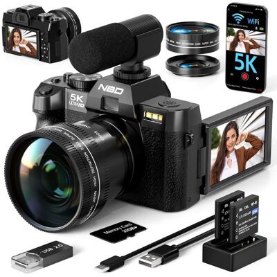 NBD Appareil Photo Numérique 5K pour la Photographie et Le Vlogging 48 MP/60 FPS avec WiFi et Contrôle par Application Noir - Publicité NBD Appareil Photo Numérique 5K pour la Photographie et Le Vlogging 48 MP/60 FPS avec WiFi et Contrôle par Application Noir - Publicité