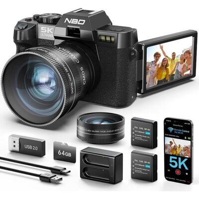 NBD 5K 64MP Appareil Photo numérique avec autofocus Zoom numérique 16x F1.8 Ouverture Écran IPS 3 180° Noir - Publicité NBD 5K 64MP Appareil Photo numérique avec autofocus Zoom numérique 16x F1.8 Ouverture Écran IPS 3 180° Noir - Publicité