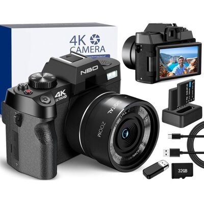 NBD Appareil Photo numérique 4K Caméra vidéo 48MP Zoom numérique 4K Appareil Photo Compact 16x et caméra de vlogging Noir - Publicité NBD Appareil Photo numérique 4K Caméra vidéo 48MP Zoom numérique 4K Appareil Photo Compact 16x et caméra de vlogging Noir - Publicité