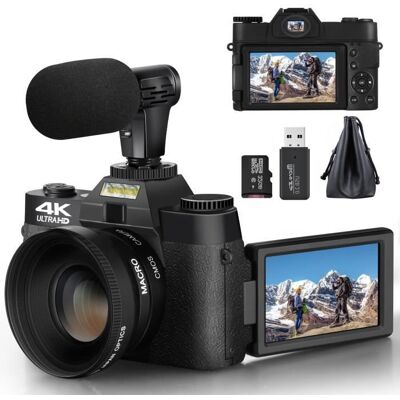 NBD Appareil Photo numérique caméras vidéo 4K pour la Photographie pour avec écran IPS 30 à180° Objectif Grand Angle Objectif Macro Noir - Publicité NBD Appareil Photo numérique caméras vidéo 4K pour la Photographie pour avec écran IPS 30 à180° Objectif Grand Angle Objectif Macro Noir - Publicité