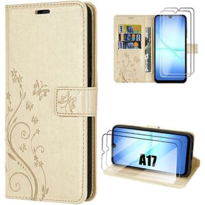 Coque de Protection - BOOLING - pour Samsung Galaxy A17 4G/5G - Cuir PU Floral Doré - 2 Verres Trempés Jaune - Publicité Coque de Protection - BOOLING - pour Samsung Galaxy A17 4G/5G - Cuir PU Floral Doré - 2 Verres Trempés Jaune - Publicité