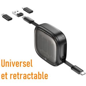 ACCE2S Câble Rétractable pour Apple iPhone 13 Mini 13 Pro Max 60W Universel Noir - Publicité ACCE2S Câble Rétractable pour Apple iPhone 13 Mini 13 Pro Max 60W Universel Noir - Publicité