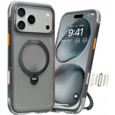 Coque iPhone 18 Pro TORRAS Q3 Air avec MagSafe et support 360° noir Noir - Publicité Coque iPhone 18 Pro TORRAS Q3 Air avec MagSafe et support 360° noir Noir - Publicité