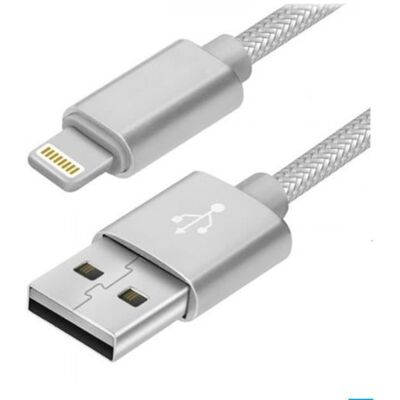 123 Cable Lightning pour iPad 4 9.7-iPad 7 10.2 2019 10.2 - Nylon Argent 1 Mètre - Yuan Yuan Gris - Publicité 123 Cable Lightning pour iPad 4 9.7-iPad 7 10.2 2019 10.2 - Nylon Argent 1 Mètre - Yuan Yuan Gris - Publicité