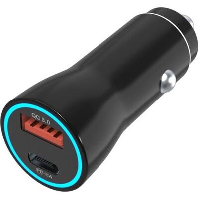 Chargeur Voiture Rapide Allume cigare double charge port USB USB C Phonillico® Noir - Publicité Chargeur Voiture Rapide Allume cigare double charge port USB USB C Phonillico® Noir - Publicité
