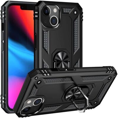 Coque Noir pour iPhone 13 (61) Protection Antichoc Shockproof Style Militaire Robuste Bague Anneau 360 Rotatif Phonillico® Noir - Publicité Coque Noir pour iPhone 13 (61) Protection Antichoc Shockproof Style Militaire Robuste Bague Anneau 360 Rotatif Phonillico® Noir - Publicité
