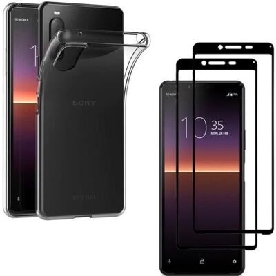 Coque pour Sony Xperia 10 II - PHONILLICO - Transparente + 2 Verres Trempé Bord Noir Noir - Publicité Coque pour Sony Xperia 10 II - PHONILLICO - Transparente + 2 Verres Trempé Bord Noir Noir - Publicité
