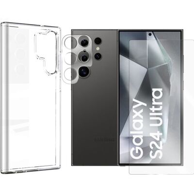 123 Protection intégrale Verre Trempé pour Samsung Galaxy S24 Ultra 5G + Verre Trempé Caméra Arrière + Coque souple transparente -Yuan- Blanc - Publicité 123 Protection intégrale Verre Trempé pour Samsung Galaxy S24 Ultra 5G + Verre Trempé Caméra Arrière + Coque souple transparente -Yuan- Blanc - Publicité