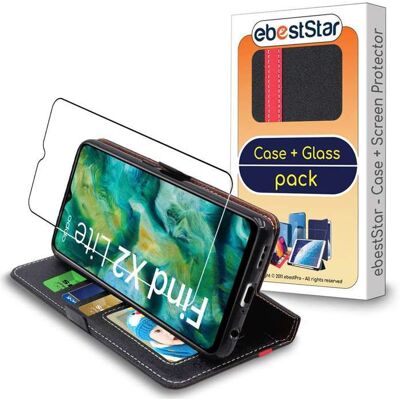 Étui Portefeuille + Verre Trempé - ebestStar - Oppo Find X2 Lite - Housse protection PU Cuir Support Stand - Noir / Rouge Noir - Publicité Étui Portefeuille + Verre Trempé - ebestStar - Oppo Find X2 Lite - Housse protection PU Cuir Support Stand - Noir / Rouge Noir - Publicité