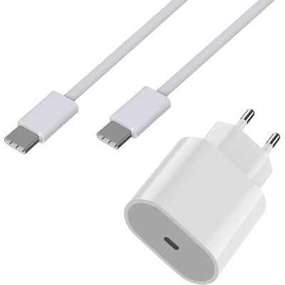 Chargeur Rapide 20W + Cable USB-C USB-C 2 mètres pour Airpods 4 / Airpods Pro 2 / Airpods Max (2024) Phonillico® Blanc - Publicité Chargeur Rapide 20W + Cable USB-C USB-C 2 mètres pour Airpods 4 / Airpods Pro 2 / Airpods Max (2024) Phonillico® Blanc - Publicité