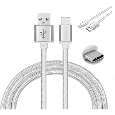123 Cable USB-C pour Samsung Galaxy S10 Lite -Samsung Galaxy A20 - Nylon Argent 3 Mètres - Yuan Yuan Gris - Publicité 123 Cable USB-C pour Samsung Galaxy S10 Lite -Samsung Galaxy A20 - Nylon Argent 3 Mètres - Yuan Yuan Gris - Publicité