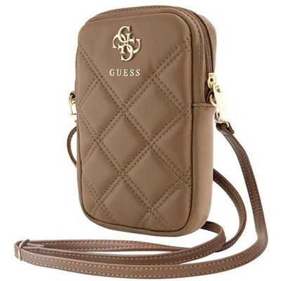Sac pour téléphone - Guess - Zip Quilted 4G - Cuir écologique - Bandoulière réglable - Marron Marron - Publicité Sac pour téléphone - Guess - Zip Quilted 4G - Cuir écologique - Bandoulière réglable - Marron Marron - Publicité
