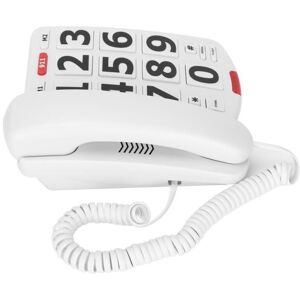 Tbest Téléphone à grosses touches Téléphone fixe filaire à gros boutons avec gros boutons faciles à lire et sonneries super Blanc - Publicité Tbest Téléphone à grosses touches Téléphone fixe filaire à gros boutons avec gros boutons faciles à lire et sonneries super Blanc - Publicité