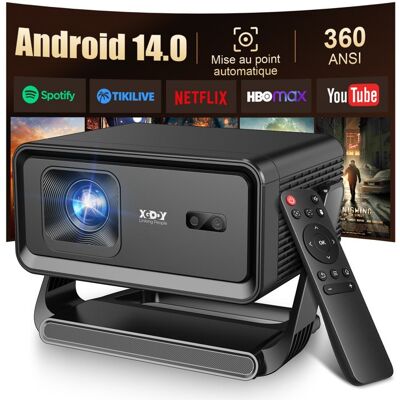 XGODY Projecteur 4K compatible WiFi 6 et BT 5.4 et doté dune correction trapézoïdale automatique et dune mise au point automatique Noir - Publicité XGODY Projecteur 4K compatible WiFi 6 et BT 5.4 et doté dune correction trapézoïdale automatique et dune mise au point automatique Noir - Publicité