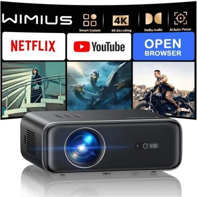 WiMiUS Vidéoprojecteur 4K Netflix Dolby Audio 1500 ANSI-1080P-Autofocus & Keystone WiFi 6 Bluetooth 5.4 HDR10 300 Portable Noir - Publicité WiMiUS Vidéoprojecteur 4K Netflix Dolby Audio 1500 ANSI-1080P-Autofocus & Keystone WiFi 6 Bluetooth 5.4 HDR10 300 Portable Noir - Publicité