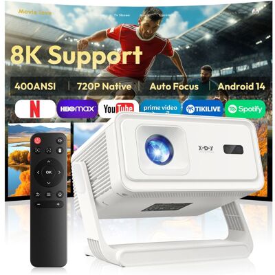 XGODY Projecteur 4K Natif Prise en Charge WiFi 6 et BT 5.4 Équipé dune Correction Automatique et dune Mise au Point Automatique Blanc - Publicité XGODY Projecteur 4K Natif Prise en Charge WiFi 6 et BT 5.4 Équipé dune Correction Automatique et dune Mise au Point Automatique Blanc - Publicité