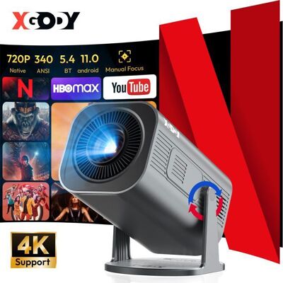 XGODY Vidéoprojecteur Portable 4K Supporté 350ANSI HD 720P WiFi 6 Bluetooth 5.0 Android 11.0 avec HDMI/USB pour Home Cinéma Gris - Publicité XGODY Vidéoprojecteur Portable 4K Supporté 350ANSI HD 720P WiFi 6 Bluetooth 5.0 Android 11.0 avec HDMI/USB pour Home Cinéma Gris - Publicité