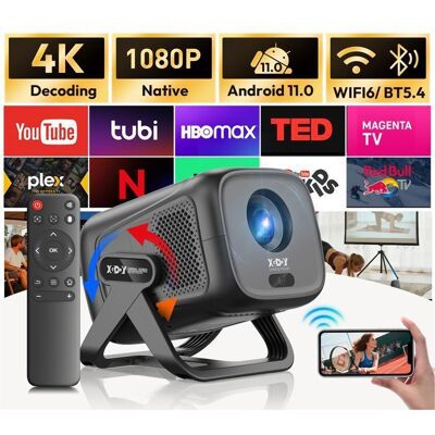 XGODY Mini Vidéoprojecteur Portable Android 144K 1080P Full HD Supporté Auto Focus Keystone25000 Lumen WiFi Bluetooth 5.4Rotatif à 180° Noir - Publicité XGODY Mini Vidéoprojecteur Portable Android 144K 1080P Full HD Supporté Auto Focus Keystone25000 Lumen WiFi Bluetooth 5.4Rotatif à 180° Noir - Publicité