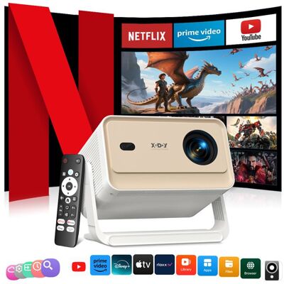 XGODY 【Netflix Certifié/Auto Focus】Vidéoprojecteur 4K Supporté25000 Lumens 1080P Full HDWiFi Bluetooth5.4 Auto Keystone Projecteur Vidéo Blanc - Publicité XGODY 【Netflix Certifié/Auto Focus】Vidéoprojecteur 4K Supporté25000 Lumens 1080P Full HDWiFi Bluetooth5.4 Auto Keystone Projecteur Vidéo Blanc - Publicité